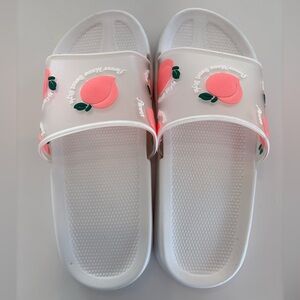 Cute White Peach Slide Sandals | NWOT